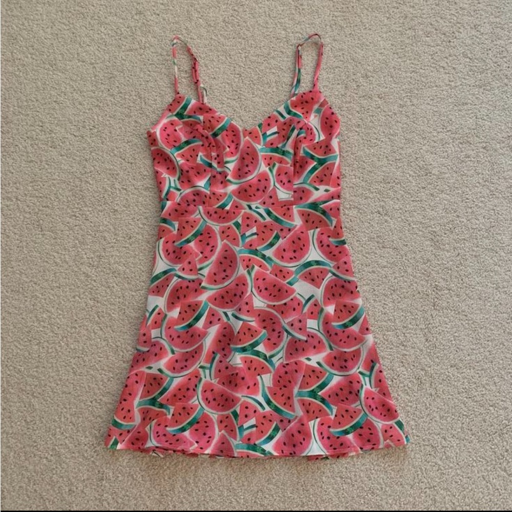 Watermelon Print Slip Dress - Pink & Green